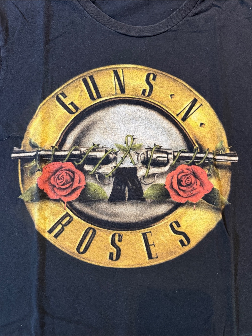 Guns N' Roses Black Graphic Band Tee with Red Roses